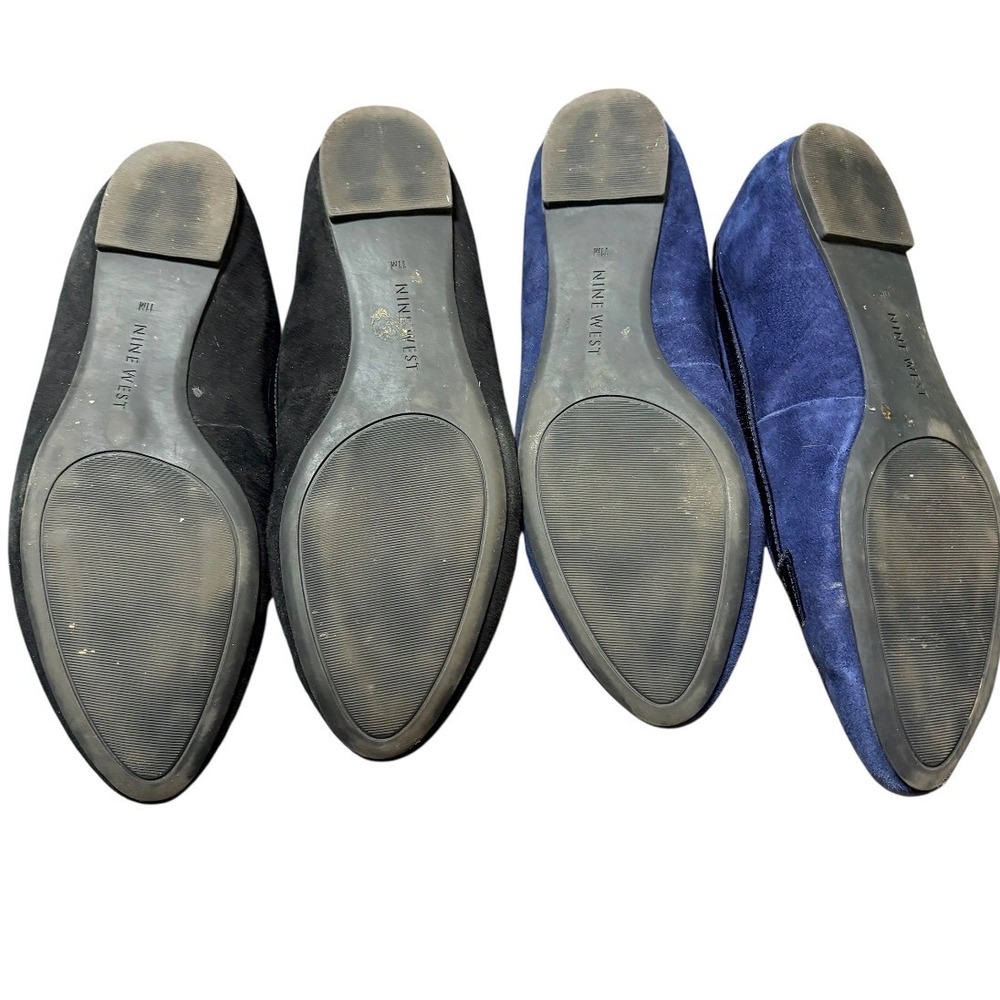 Nine West Loafers Women 11 Black Navy Suede Pointed Toe Flat Shoes Bundle - Picture 2 of 5